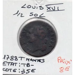 Demi Sol 1788 T Nantes Louis XVI pièce de monnaie royale