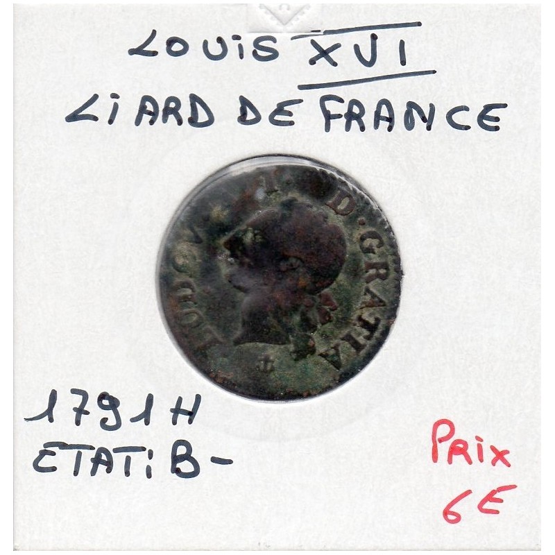 Liard 1791 H La ROchelle Louis XVI pièce de monnaie royale