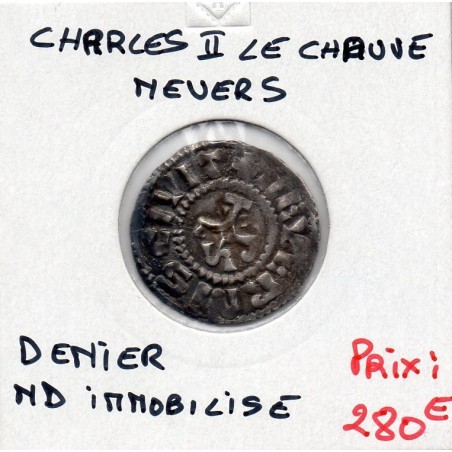 Denier de Nevers Charles II le Chauve  (843-877) pièce de monnaie Carolingienne