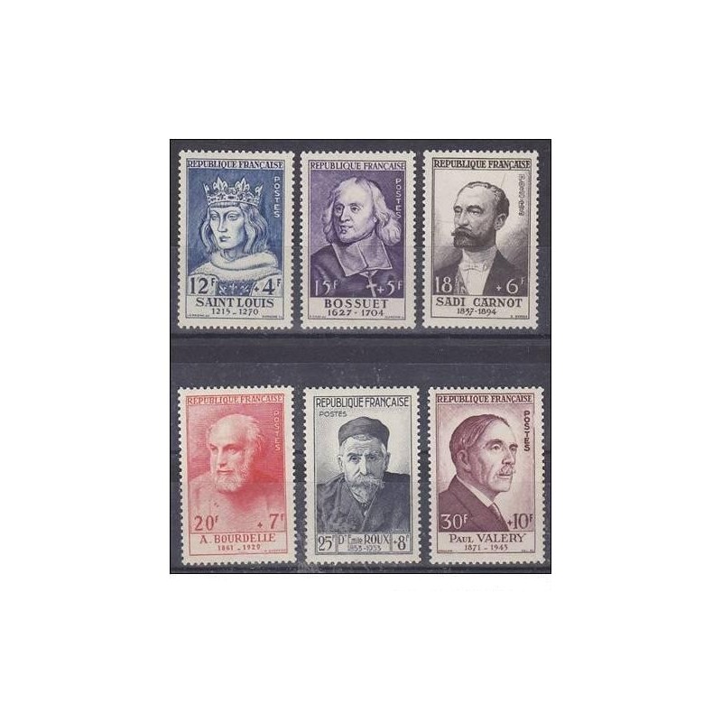 Timbre Yvert No 989-994 France Série Valery, Série célébrités du XIIIe siècle