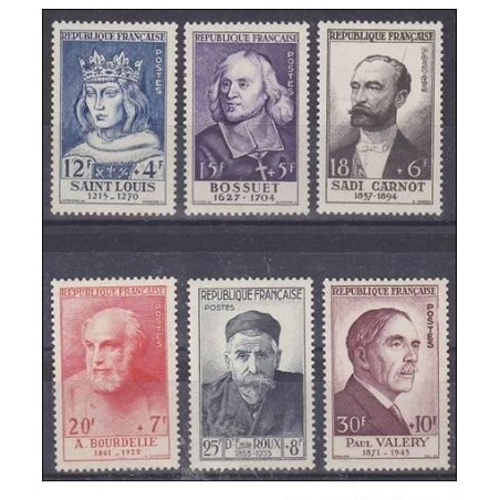 Timbre Yvert No 989-994 France Série Valery, Série célébrités du XIIIe siècle