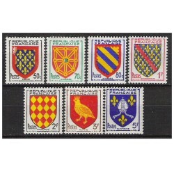 Timbre Yvert No 999-1005 France Blasons et armoiries des provinces