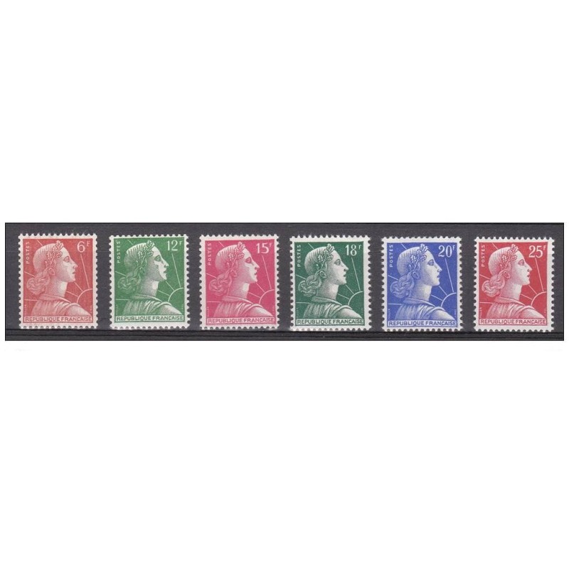 Timbre Yvert No 1009A-1011C France Série marianne de Muller