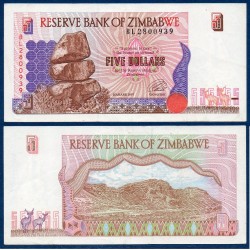 Zimbabwe Pick N°5a Sup, Billet de banque de 5 Dollars 1997