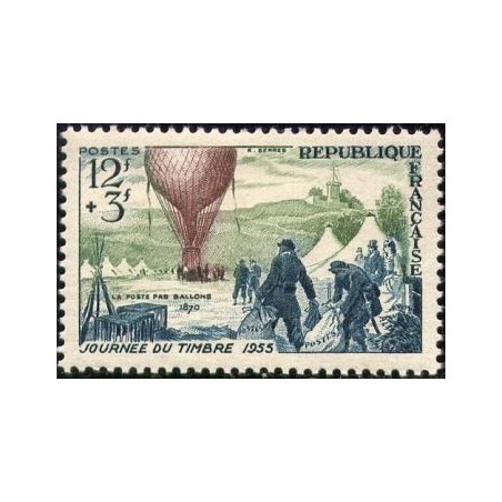 Timbre France Yvert No 1018 Journée du timbre, 85e anniversaire de la poste aérienne