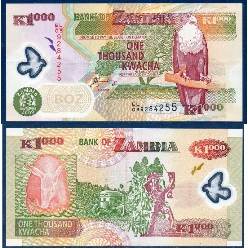 Zambie Pick N°44g TTB, Billet de banque de 1000 Kwacha 2009