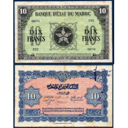 Maroc P.25, TTB-, Billet de 10 francs 1.3.1944 Vert