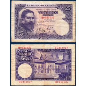 Espagne Pick N°147, TB Billet de banque de 25 pesetas 1954