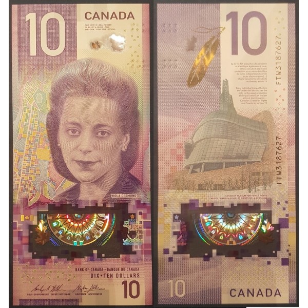 Canada Pick 113a, Billet de banque de 10 dollar 2018