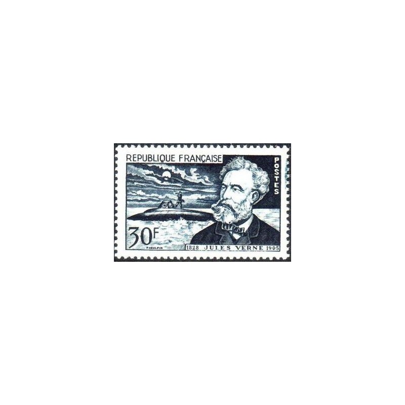 Timbre France Yvert No 1026 Jules Verne, cinquantenaire de la mort