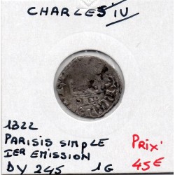 Parisis simple Charles IV (1322) 1ere emission pièce de monnaie royale