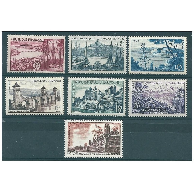 Timbre Yvert No 1036-1042 France Série touristique