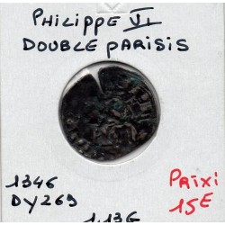 Double Parisis 3ème type Philippe VI (1346) pièce de monnaie royale