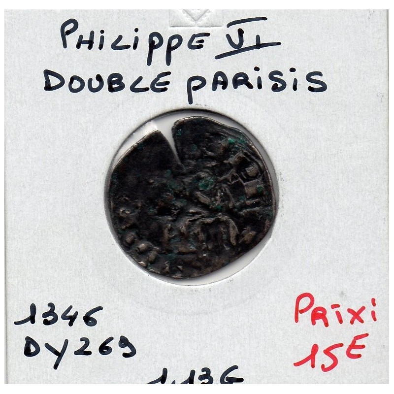 Double Parisis 3ème type Philippe VI (1346) pièce de monnaie royale