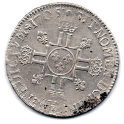 Ecu aux 8L 2eme type 1705 B  Roueb Louis XIV réformé pièce de monnaie royale