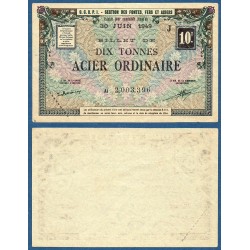 Billet de 10 tonnes d'acier Ordinaire SPL, 31 mars 1949 bon de matierre OCRPI