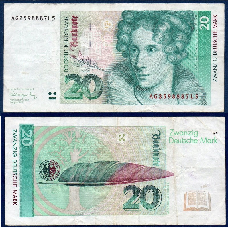 Allemagne RFA Pick N°39a, Billet de banque de 20  Mark 1991