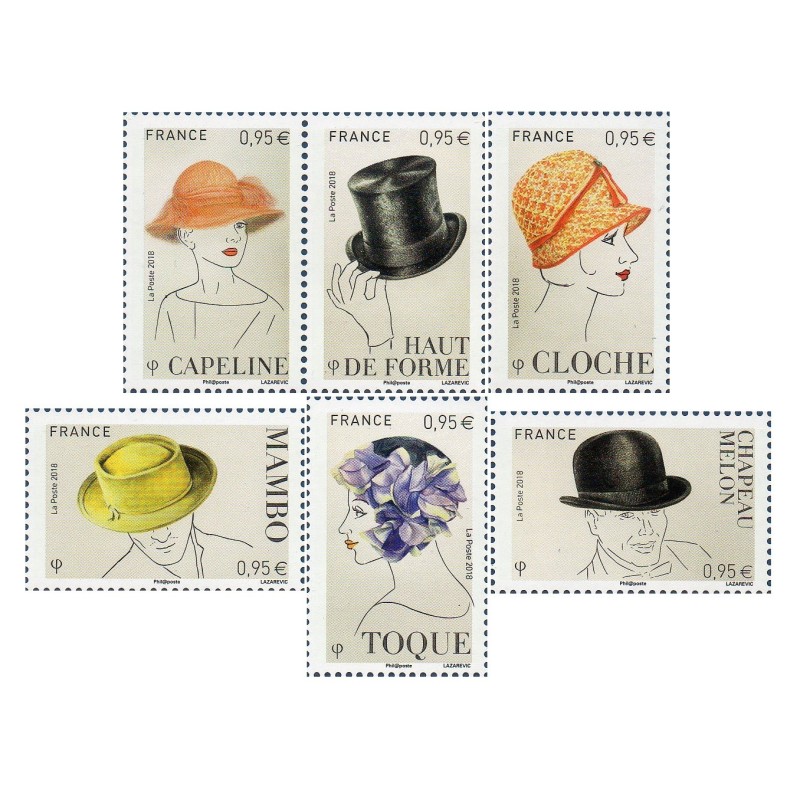 Timbre France Yvert No 5277-5282 Mode, les chapeaux neufs luxes ** 2018