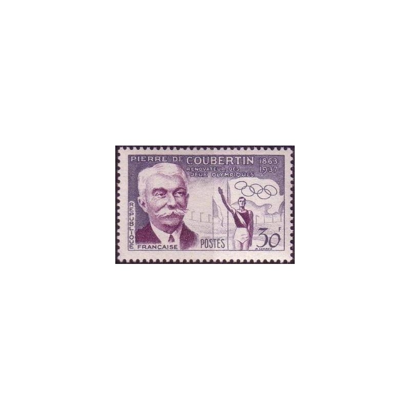 Timbre France Yvert No 1088 Pierre de Coubertin