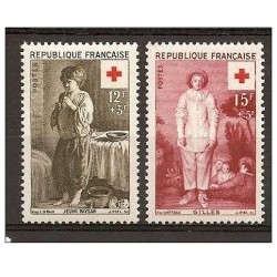 Timbre Yvert No 1089-1090 France au profit de la croix rouge
