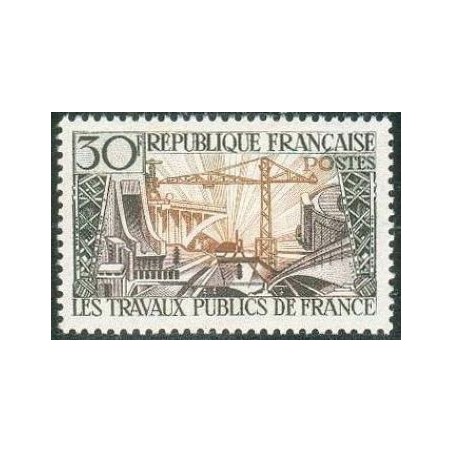 Timbre France Yvert No 1114 Travaux publics