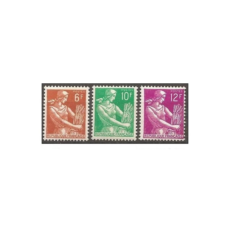 Timbre Yvert No 1115-1116 France série type moissonneuse