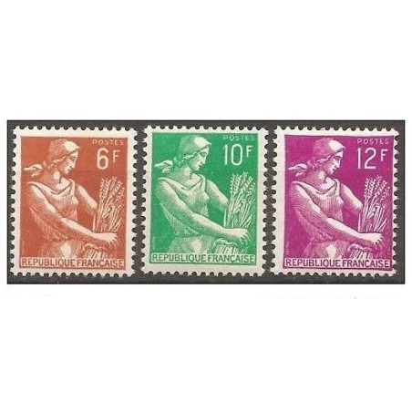 Timbre Yvert No 1115-1116 France série type moissonneuse