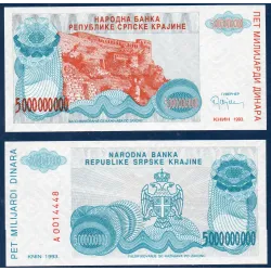 Croatie (serbie) Pick N°R27a, Billet de banque de 5000000000 Dinara 1993