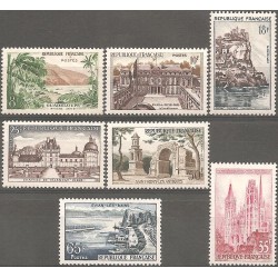 Timbre Yvert No 1125-1131 France série touristique