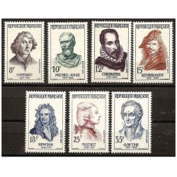 Timbre Yvert No 1132-1138 France série Célébrités étrangères