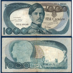 Portugal P.175a, TB, Billet de 1000 Escudos 1968 Pedro V