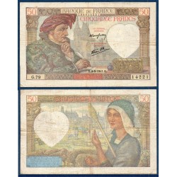 50 Francs Jacques Coeur TB 8.5.1941 Billet de la banque de France