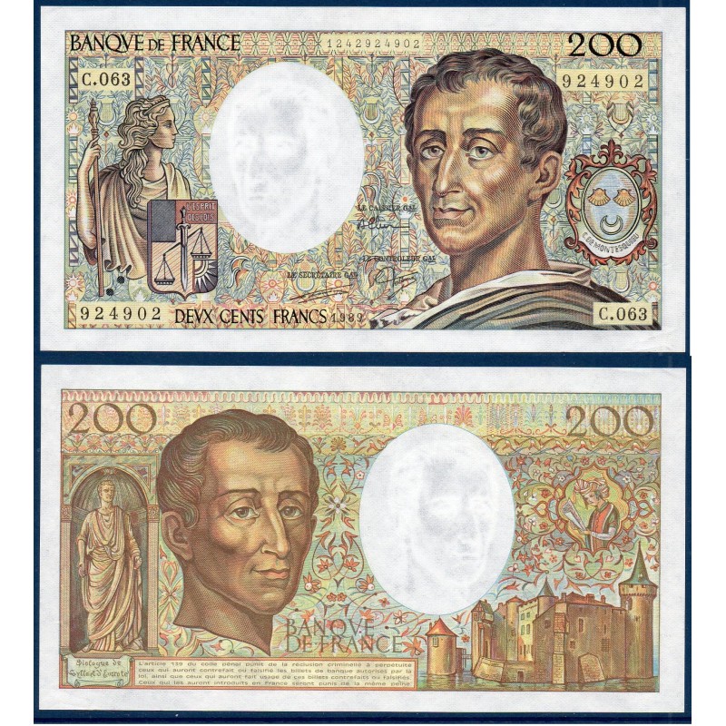 200 francs Montesquieu Sup 1989 Billet de la banque de France
