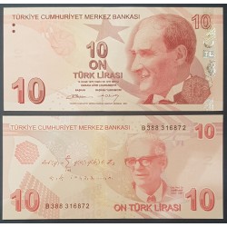 Turquie Pick N°223b, Billet de banque de 10 Lira 2009