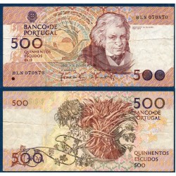 Portugal Pick N°180c, TB Billet de banque de 500 Escudos 4.10.1989