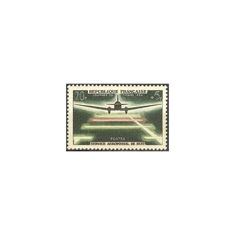 Timbre france Yvert No 1196 Journée du timbre, service aéropostale de nuit