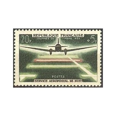 Timbre france Yvert No 1196 Journée du timbre, service aéropostale de nuit