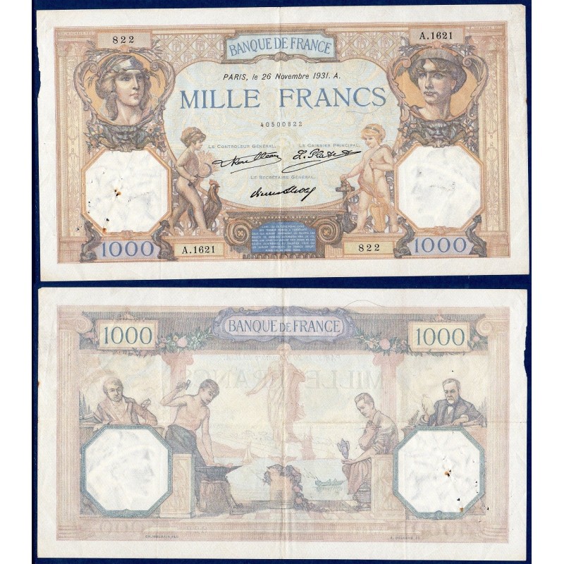 1000 Francs Cérès et Mercure TB 26.11.1931 Billet de la banque de France