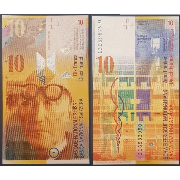 Suisse P.67e, neuf Billet de 10 Francs 2013 Le corbusier