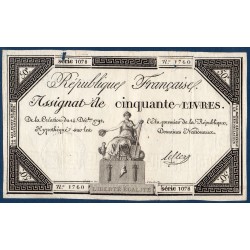 Assignat 50 livres 14.12.1792 TTB signature Leclerc