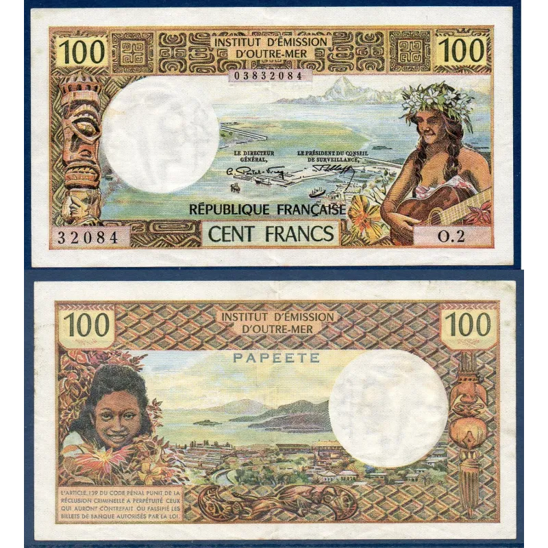Tahiti Pick N°24b, TTB Billet de banque de 100 Francs 1973 Tahiti Pick N°24b, TTB Billet de banque de 100 Francs 1973