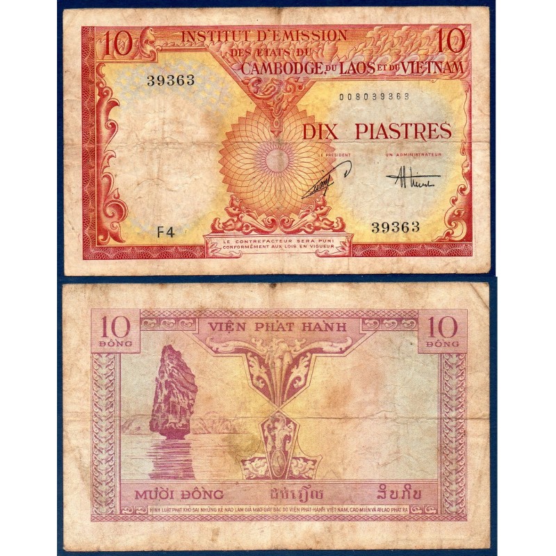 Indochine Pick N°107, B+ Billet de banque de 10 piastres 1953