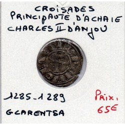 Croisade Principauté d'Achaie, TTB Charles 1er et II d'Anjou  (1285-1289) denier