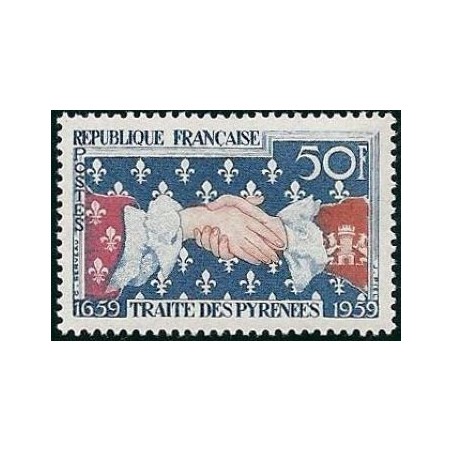 Timbre France Yvert No 1223 Traité des pyrénées