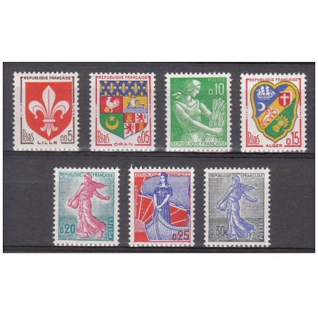 Timbre Yvert No 1230-1234A France série blasons