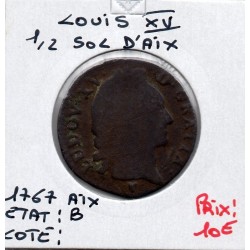 Sol d'Aix a la vieille tête 1767 & Aix Louis XV pièce de monnaie royale