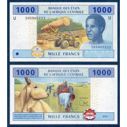 Afrique Centrale Pick 207Ud pour le Cameroun, Billet de banque de 1000 Francs CFA 2002