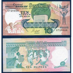 Seychelles Pick N°32, Billet de banque de 10 Rupees 1989