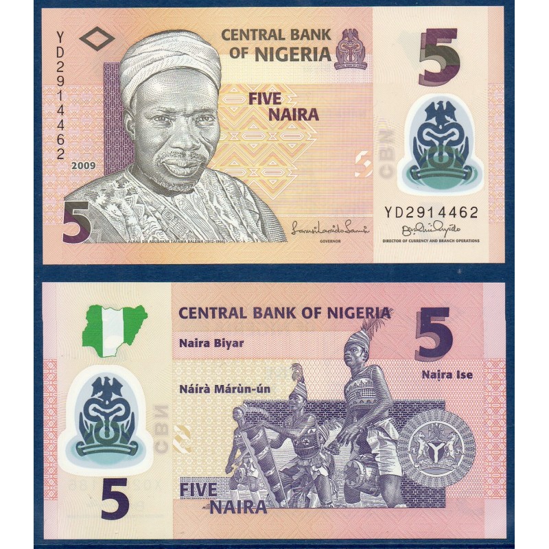 Nigeria Pick N°38b, Billet de Banque de 5 Naira 2009