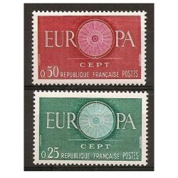 Timbre Yvert No 1266-1267 France paire Europa